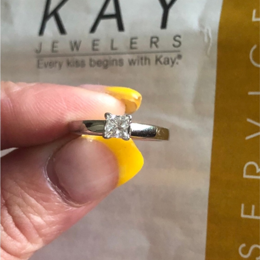 14K White Gold THE LEO .46ctw Princess Cut Diamond Solitaire Engagement Ring!!!
